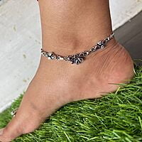 Antique silver anklets - half floral design