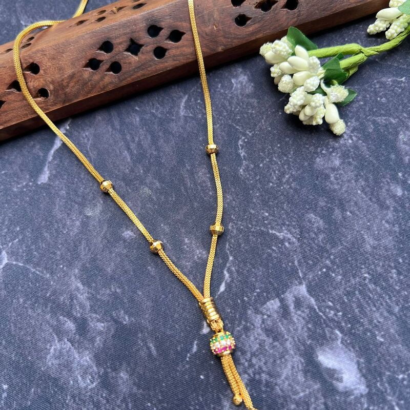 one gram gold fancy ball chain - hanging AD ball