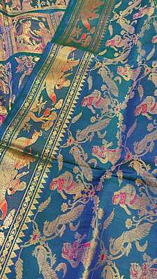 Blue green dual tone all over work Swarnachari