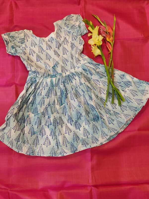 Soft Cotton hand block print white and blue combination