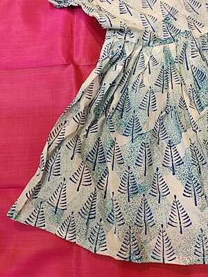 Soft Cotton hand block print white and blue combination