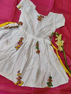 Super soft  hand block print quirky print cotton frock