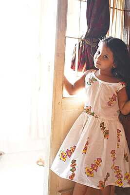 Super soft cotton hand Block Print with Quirky motif frock