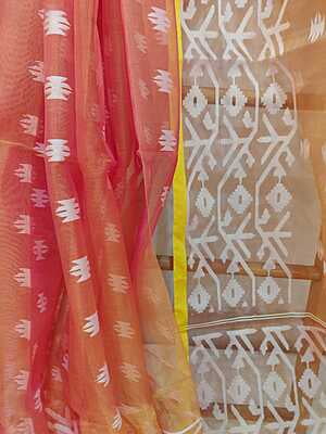 Orange yellow dual tone Reshm Jamdani