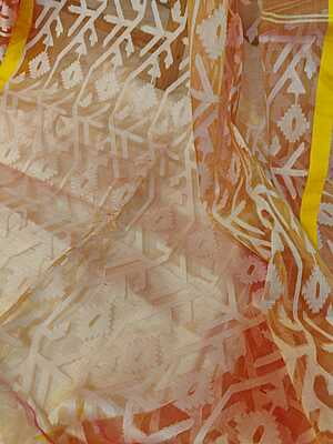 Orange yellow dual tone Reshm Jamdani