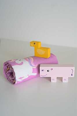 Thin Bamboo Kids Towel | Chill Unicorn | Ultra Soft, Quick Dry, Lightweight || 124 x 68 cm, 450 GSM, Eco-Friendly