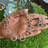 AD stone unique neckpiece in silver color