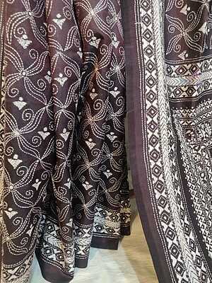 Mahogany color hand kantha pure Bangalore silk