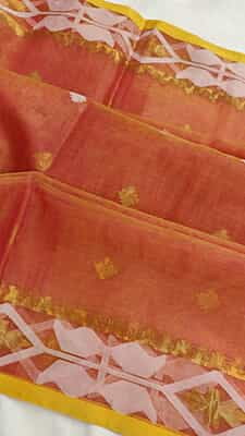 Orange Resham Jamdani inspired saree