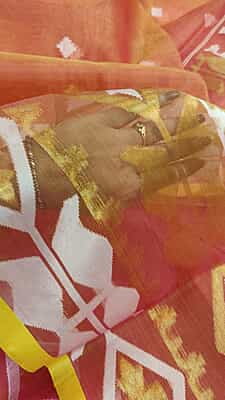 Orange Resham Jamdani inspired saree