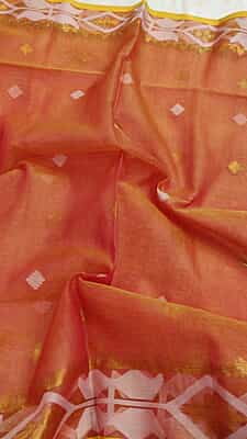 Orange Resham Jamdani inspired saree