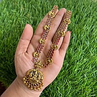 Antic Lakshmi pink ruby stone  Neckpiece with Earing