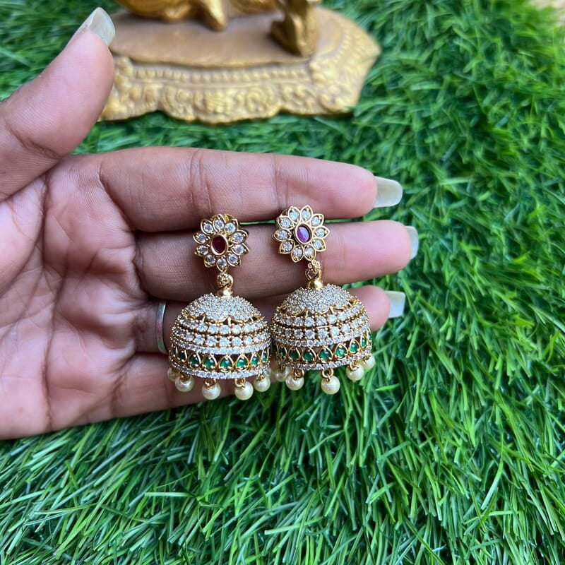 Gold finish AD stone trendy Jumuka