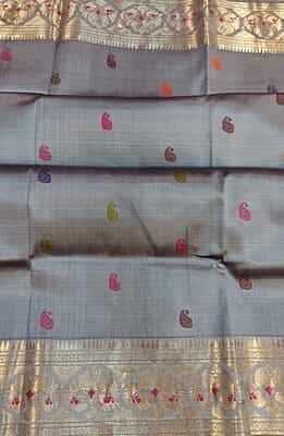 Grey color golani buta  mulberry silk revival swarnachari