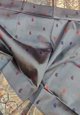 Grey color golani buta mulberry silk revival swarnachari Grey color golani buta mulberry silk revival swarnachari