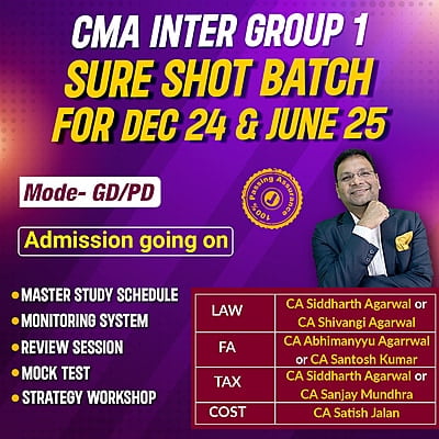 CMA Inter Group 1 Sure Shot Batch For Dec 24 - By SJC Institute