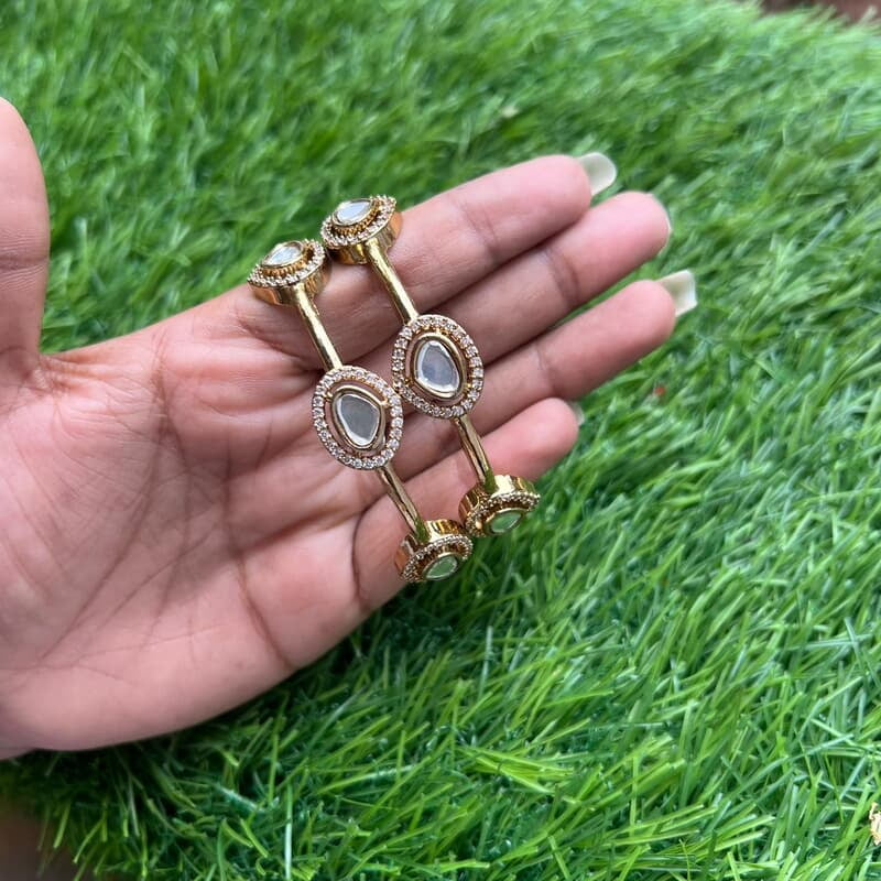 TRENDY BANGLES FANCY 2 KADA ,KUNDAN BANGALS