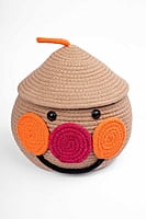 Round Cotton Storage Basket with Lid | Eco-Friendly, Stylish Storage Solution for Home and Office || Natural Cotton, Durable and Versatile