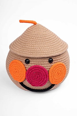 Round Cotton Storage Basket with Lid | Eco-Friendly, Stylish Storage Solution for Home and Office || Natural Cotton, Durable and Versatile