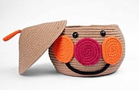 Round Cotton Storage Basket with Lid | Eco-Friendly, Stylish Storage Solution for Home and Office || Natural Cotton, Durable and Versatile