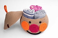 Round Cotton Storage Basket with Lid | Eco-Friendly, Stylish Storage Solution for Home and Office || Natural Cotton, Durable and Versatile