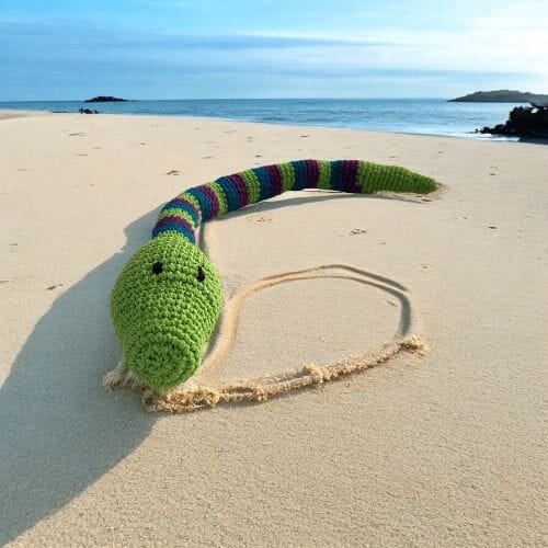 Handmade Crochet Small Rattlesnake – Safe & Fun Baby Toy