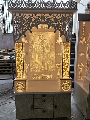 Divine Love Full Corian Mandir with Backlight Divine Love Full Corian Mandir with Backlight