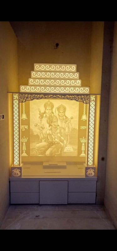 Divine Grace Full Corian Mandir with Backlight Divine Grace Full Corian Mandir with Backlight