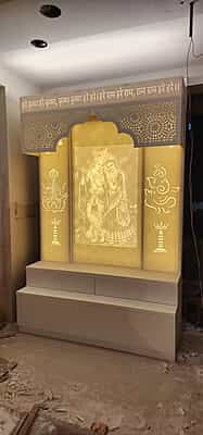 Eternal Bliss Full Corian Mandir with Backlight Eternal Bliss Full Corian Mandir with Backlight