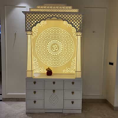 Divine Aura Full Corian Mandir with Backlight Divine Aura Full Corian Mandir with Backlight