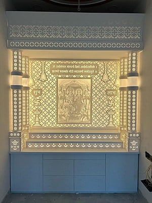 Ethereal Blessings Full Corian Mandir with Backlight Ethereal Blessings Full Corian Mandir with Backlight