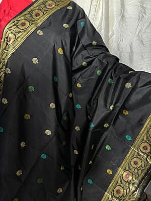 Revival Baluchari duptta on black with multiple buta