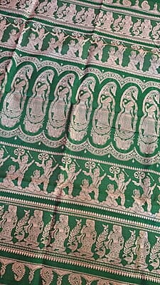 Green color pure katan silk Baluchari from Kadambori series