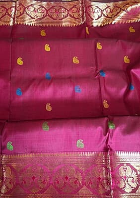 Magenta color golani buta work pure Mulberry silk revival swarnachari saree
