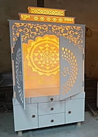 Shree Yantra Backlit Corian Mandir with Folding Doors