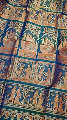 Blue green dual tone 2000 buta pure Mulberry silk swarnachari Blue green dual tone 2000 buta pure Mulberry silk swarnachari