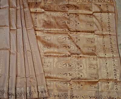 Chandan color 2000 buta pure Mulberry silk Swarnachari saree Chandan color 2000 buta pure Mulberry silk Swarnachari saree