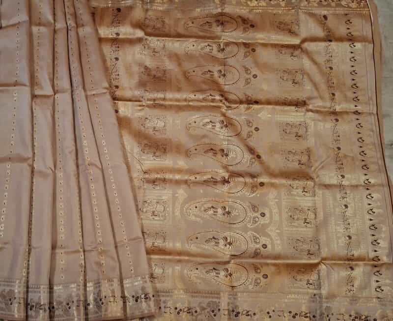 Chandan color 2000 buta pure Mulberry silk Swarnachari saree Chandan color 2000 buta pure Mulberry silk Swarnachari saree
