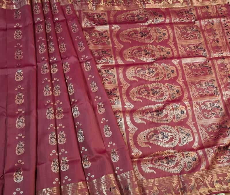 Dusty Rose pure Mulberry silk Swarnachari saree Dusty Rose pure Mulberry silk Swarnachari saree