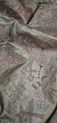 Grey color hand Kantha stitch tassar saree