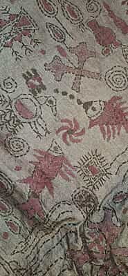 Grey color hand Kantha stitch tassar saree