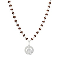 SRIMATHI JEWELLERS 925 silver ayyappan pendant 925 Silver Caped Rudraksha Mala 8mm,54 Beads, 30 Inchs