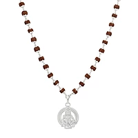SRIMATHI JEWELLERS 925 silver ayyappan pendant 925 Silver Caped Rudraksha Mala 8mm,54 Beads, 30 Inchs