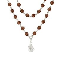 ayyappan silver pendant, 925 Silver Tied Rudraksha Mala,8mm,54 Beads, 30 Inchs