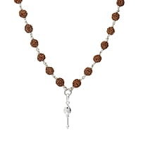 925 Sterling Silver Lord Murugan Vel Pendant Rudraksha Silver Mala