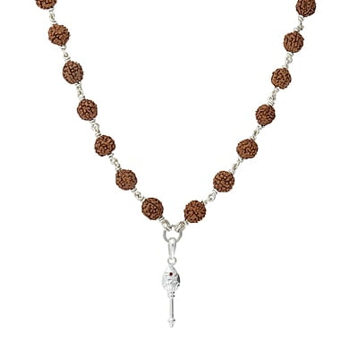 925 Sterling Silver Lord Murugan Vel Pendant Rudraksha Silver Mala