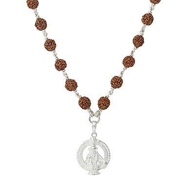 925 silver ayyappan pendant 925 Silver Tied  Rudraksha Mala 8mm,54 Beads, 30 Inchs