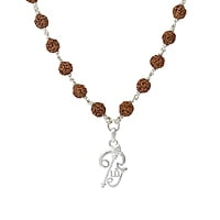 925 Sterling Silver Lord OM Murugan Vel Pendant Rudraksha Silver Mala