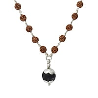 925 Sterling Silver Karungali Pendant Rudraksha Silver Mala