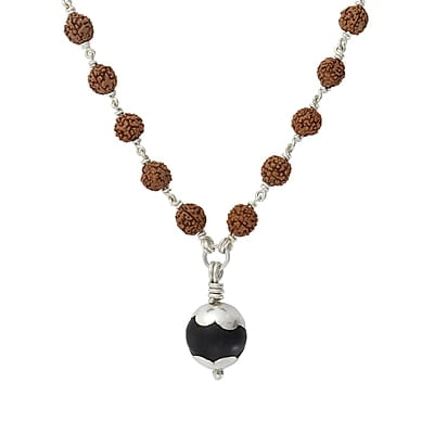 925 Sterling Silver Karungali Pendant Rudraksha Silver Mala